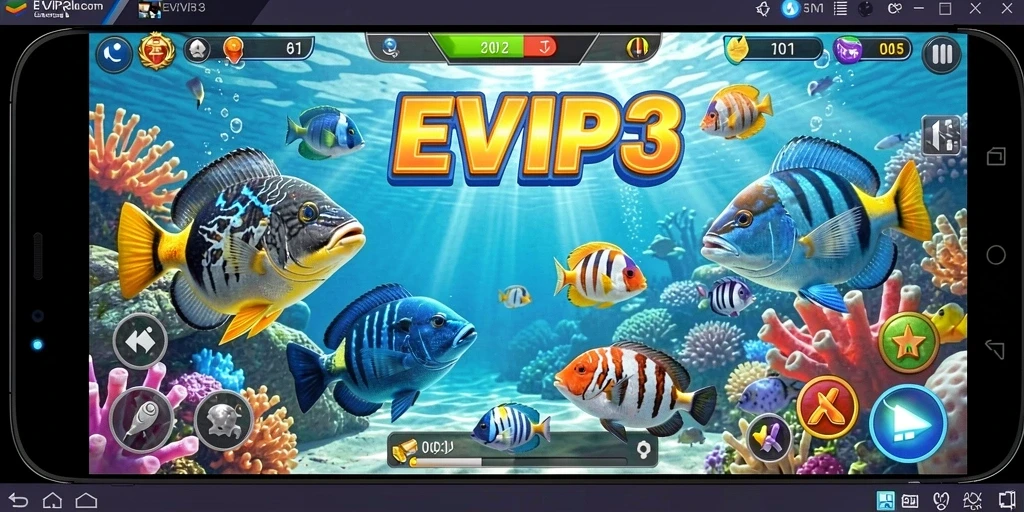 Tampilan gameplay seru Tembak Ikan di EVIP3.