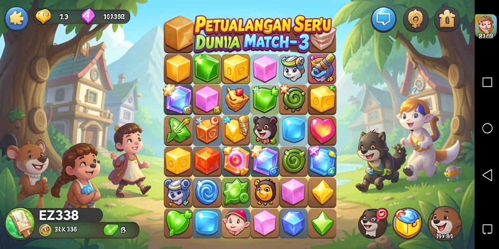 Gameplay seru EZ338 dalam aksi Match-3 yang menantang.