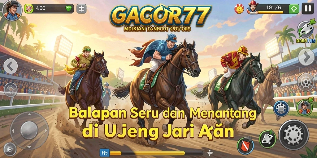 Tampak aksi balap mendebarkan dalam gameplay GACOR77.
