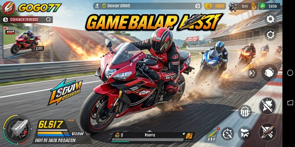 Tampilan gameplay mendebarkan dari GOGO77 dengan aksi balap cepat.