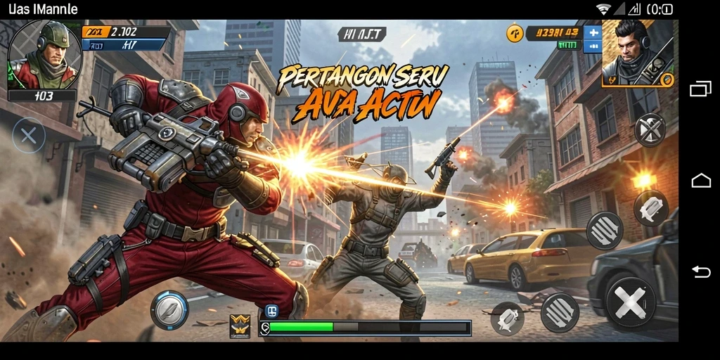 Tangkapan layar menampilkan aksi intens dalam permainan H03.