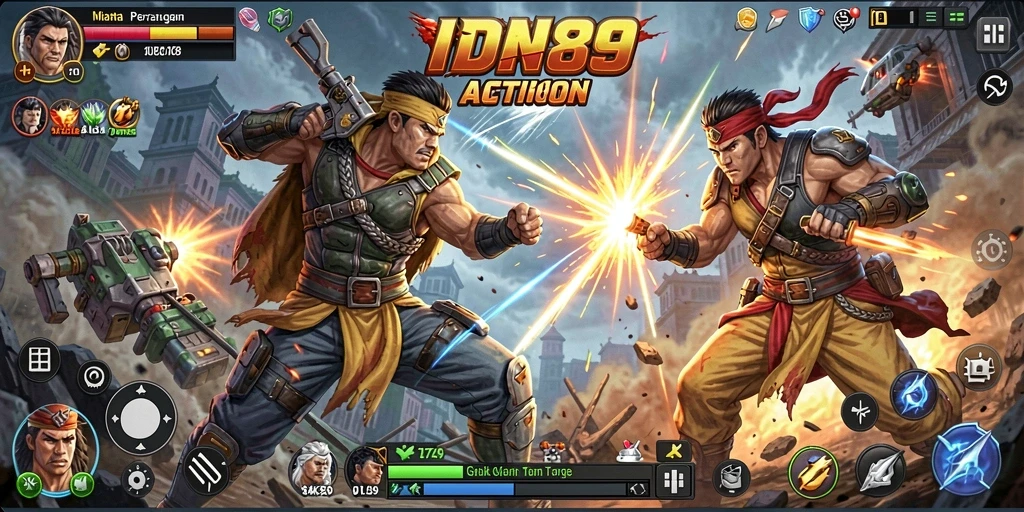 Screenshot IDN89 menampilkan aksi seru pertarungan di arena.
