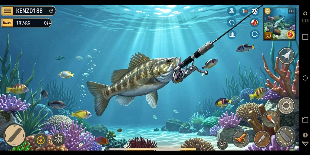 Tangkap berbagai ikan dalam gameplay KENZO188 yang seru.