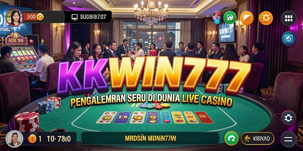 Screenshot menunjukkan dealer profesional dan gameplay menarik dalam Live Casino.