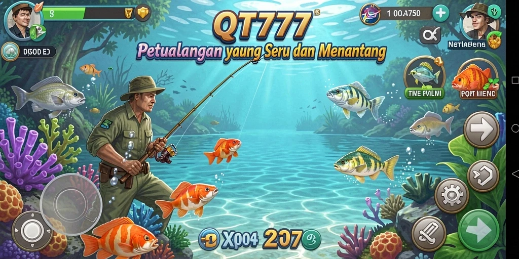 Gambar menampilkan aksi seru memancing ikan di QT777.