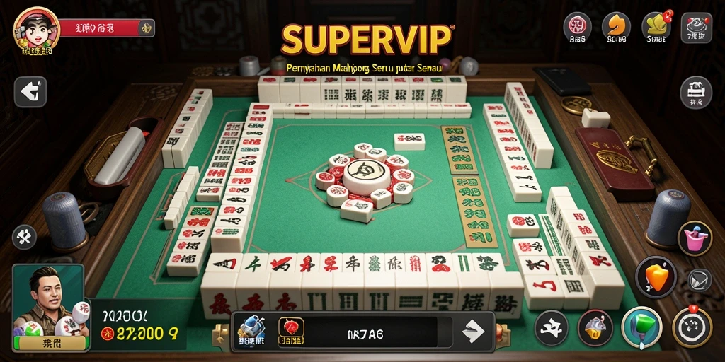 Screenshot gameplay SUPERVIP menampilkan antarmuka Mahjong yang menarik dan mudah digunakan.